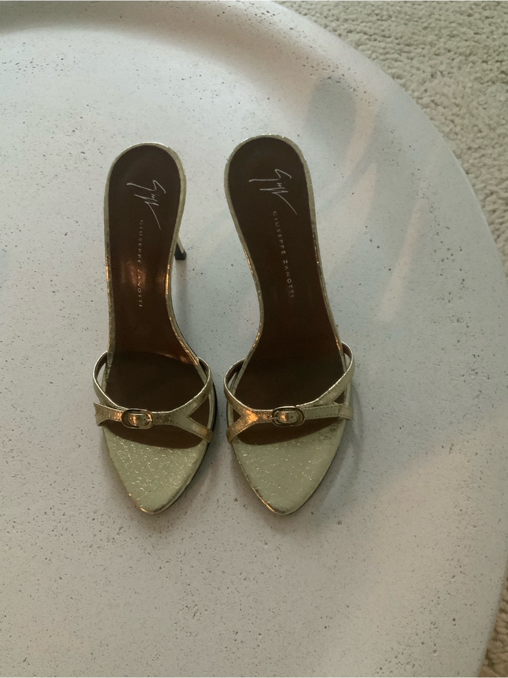 Giuseppe Zanotti Metallic Gold Strappy Stiletto Sandals - Picture 8 of 8